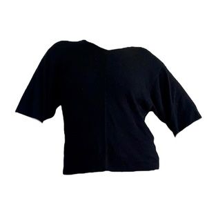 Uniqlo women’s oversized top t-shirt. XS v-neck short sleev black waffle casual